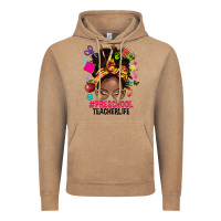 Vintage Coffee preschool teacher life afro messy bun Vintage Hoodie - NancyCooperArtShop