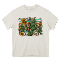 Cream serape sunflowers cactus Heavy Core Tee - AdoDesignShop