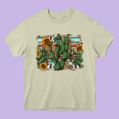 Serape Sunflowers Cactus Heavy Core Tee Designed By Adodesignshop