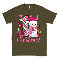 Army Green My 1st. pink Christmas with cute snowman Classic Tee - NancyCooperArtShop
