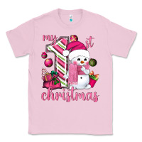 Bubblegum Pink My 1st. pink Christmas with cute snowman Classic Tee - NancyCooperArtShop