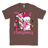 Chestnut My 1st. pink Christmas with cute snowman Classic Tee - NancyCooperArtShop