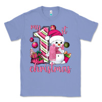 Colony Blue My 1st. pink Christmas with cute snowman Classic Tee - NancyCooperArtShop