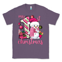 Lavender My 1st. pink Christmas with cute snowman Classic Tee - NancyCooperArtShop