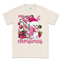 Natural My 1st. pink Christmas with cute snowman Classic Tee - NancyCooperArtShop