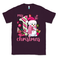 Plum My 1st. pink Christmas with cute snowman Classic Tee - NancyCooperArtShop