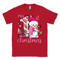 Red My 1st. pink Christmas with cute snowman Classic Tee - NancyCooperArtShop