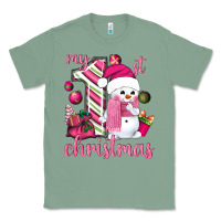 Sage My 1st. pink Christmas with cute snowman Classic Tee - NancyCooperArtShop