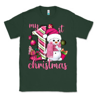 Sports Green My 1st. pink Christmas with cute snowman Classic Tee - NancyCooperArtShop