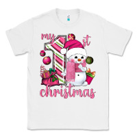 White My 1st. pink Christmas with cute snowman Classic Tee - NancyCooperArtShop
