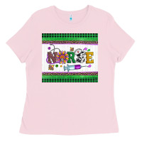 Bubblegum Pink mardi gras nurse Ladies Tee - Artiststas