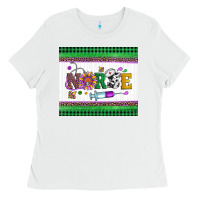 White mardi gras nurse Ladies Tee - Artiststas