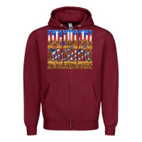 Burgundy 'merica Zipper Hoodie - TumblerDesignByShophia