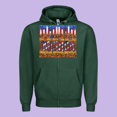 'merica Zipper Hoodie Designed By Tumblerdesignbyshophia