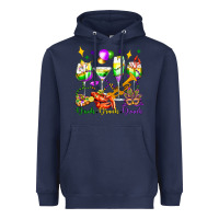 Navy drink drank drunk mardi gras wine glasses olivia Heavyweight Hoodie - OliviaCreatesArt