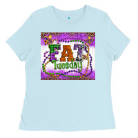 Baby Blue fat tuesday fleur de lis and mardi gras beads Ladies Tee - Artiststas