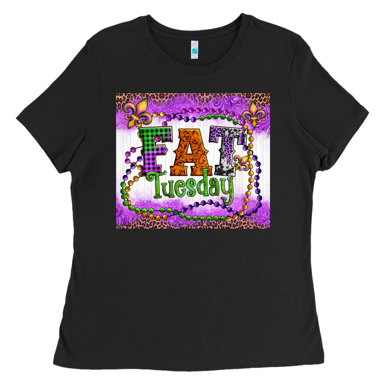 Fat Tuesday Fleur De Lis And Mardi Gras Beads Ladies Tee by Artiststas | Teevron