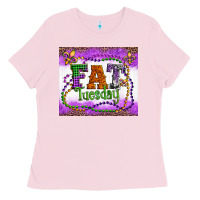 Bubblegum Pink fat tuesday fleur de lis and mardi gras beads Ladies Tee - Artiststas