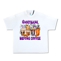 White Nightmare Before Coffee Cups Urban Heavy Tee - MaliasSmallBusiness