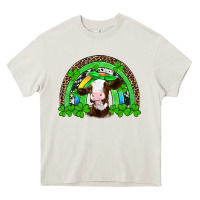 St Patricks Cow Rainbow Heavy Core Tee | Teevron