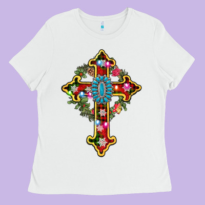 Christmas Cross Ladies Tee Designed By Adodesignshop