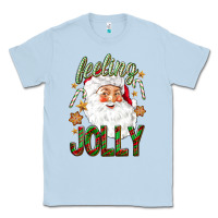 Dusty Blue Feeling Jolly with Santa Classic Tee - NancyCooperArtShop