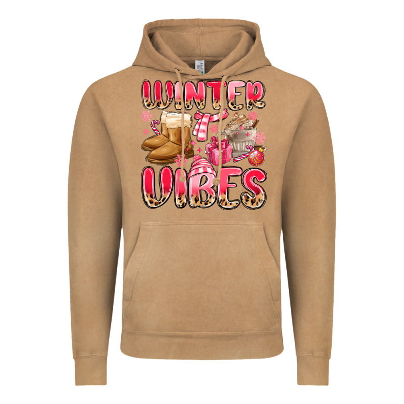 Pink Winter Vibes Vintage Hoodie by MaliasSmallBusiness | Teevron