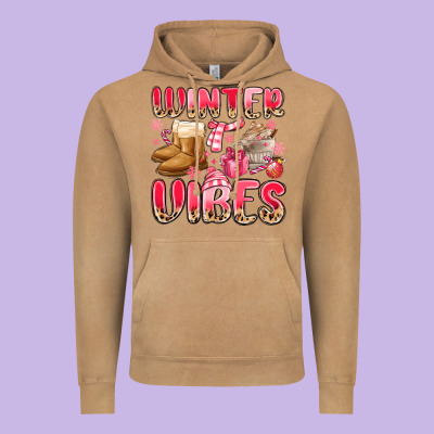 Pink Winter Vibes Vintage Hoodie Designed By Maliassmallbusiness