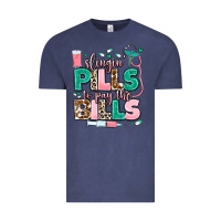 Vintage Denim slingin' pills to pay the bills Vintage Tee - MaliasSmallBusiness