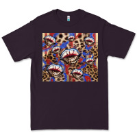 Plum american flag lips leopard Premium Tee - NancyCooperArtShop