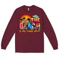 Burgundy the beach is my happy place Long Sleeve Tee - Artiststas
