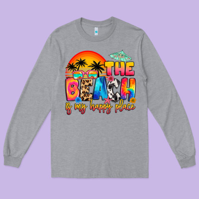 The Beach Is My Happy Place Long Sleeve Tee Designed By Artiststas