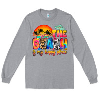 Heather Grey the beach is my happy place Long Sleeve Tee - Artiststas