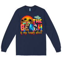 Navy the beach is my happy place Long Sleeve Tee - Artiststas