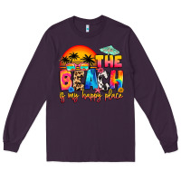 Plum the beach is my happy place Long Sleeve Tee - Artiststas