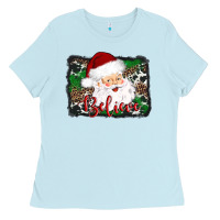 Baby Blue believe santa Ladies Tee - AdoDesignShop