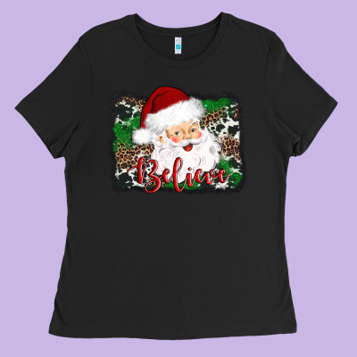 Believe Santa Ladies Tee Designed By Adodesignshop