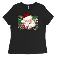 Black believe santa Ladies Tee - AdoDesignShop