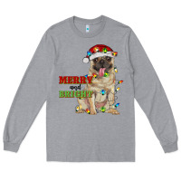 Heather Grey merry and bright pug Long Sleeve Tee - RanaPortraitStore