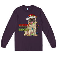 Plum merry and bright pug Long Sleeve Tee - RanaPortraitStore