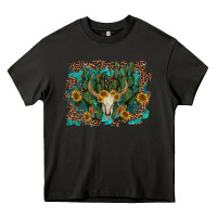 Asphalt leopard bull skull cactus sunflowers Heavy Core Tee - AdoDesignShop