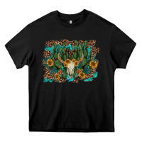 Black leopard bull skull cactus sunflowers Heavy Core Tee - AdoDesignShop