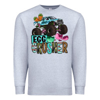 Heather Grey Easter Day Monster truck Easter egg crusher Premium Sweatshirt - OliviaCreatesArt