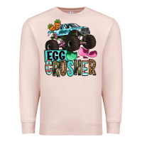 Pale Pink Easter Day Monster truck Easter egg crusher Premium Sweatshirt - OliviaCreatesArt