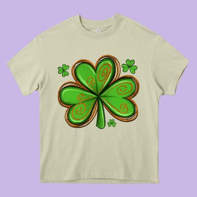 St Patricks Day Shamrock With Glitter Heavy Core Tee Designed By Artiststas