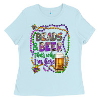 Baby Blue beads & beer that's why i'm here Ladies Tee - Artiststas