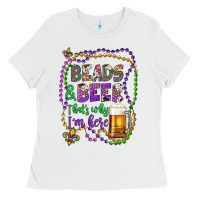 White beads & beer that's why i'm here Ladies Tee - Artiststas