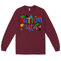 Burgundy autism sister Long Sleeve Tee - Artiststas
