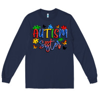 Navy autism sister Long Sleeve Tee - Artiststas