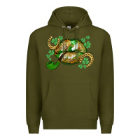 Army Green St. Patrick's Day lips Premium Hoodie - CowGirlArtShop
